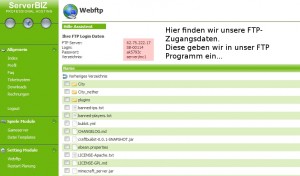 Gameserver FTP Zugangs- Daten